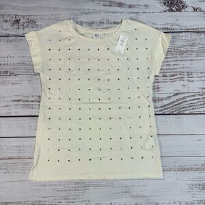 NWT GAP Girls Cream Multicolor Studded  Dots Short Sleeve Tee